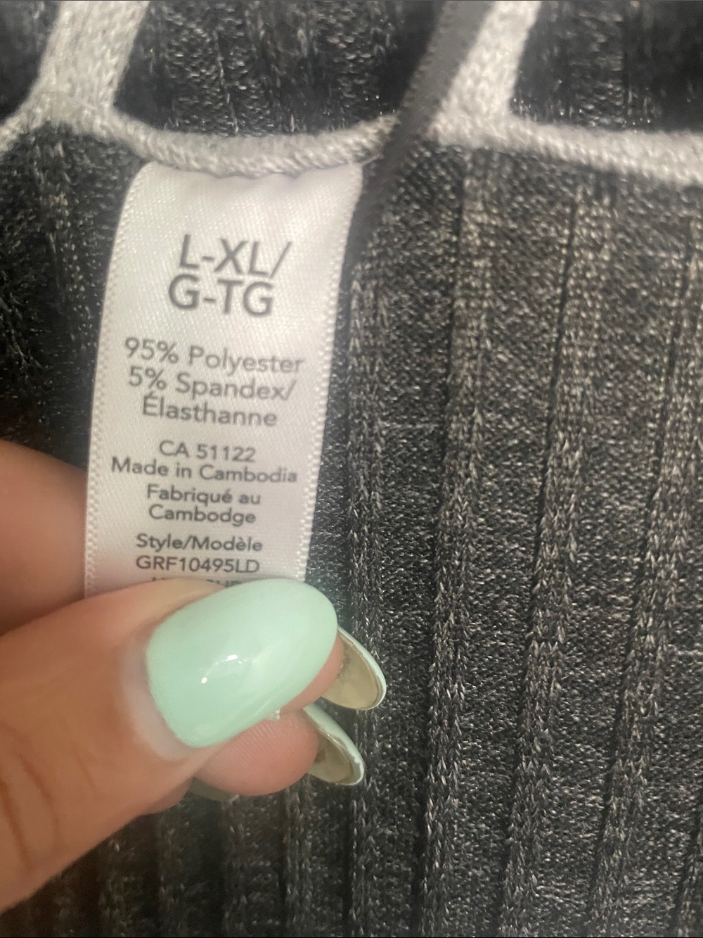 Long Open-Front Charcoal Ribbed Cardigan - Picture 6 of 7